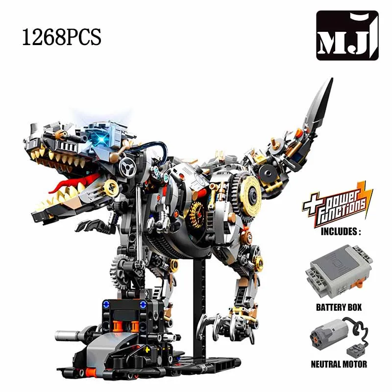 MJ BLOCK Dinosaurier-Bausteine Mechanisches T-Rex-Modell Lehrreiches DIY Schreibtisch-Dekorationsspielzeug Geschenk für Kinder und Erwachsene