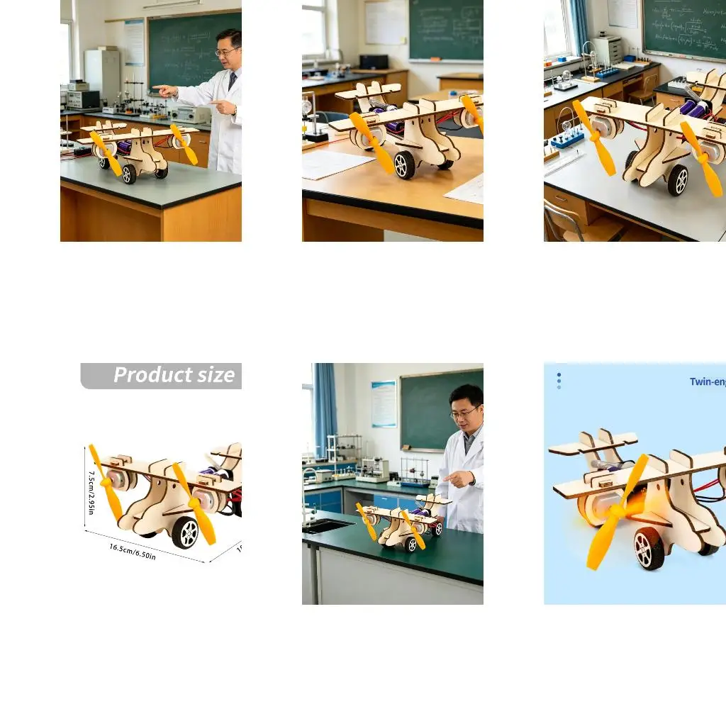  Assembly Wooden Twin Motor Electric Aircraft Model Building Set for Teaching
