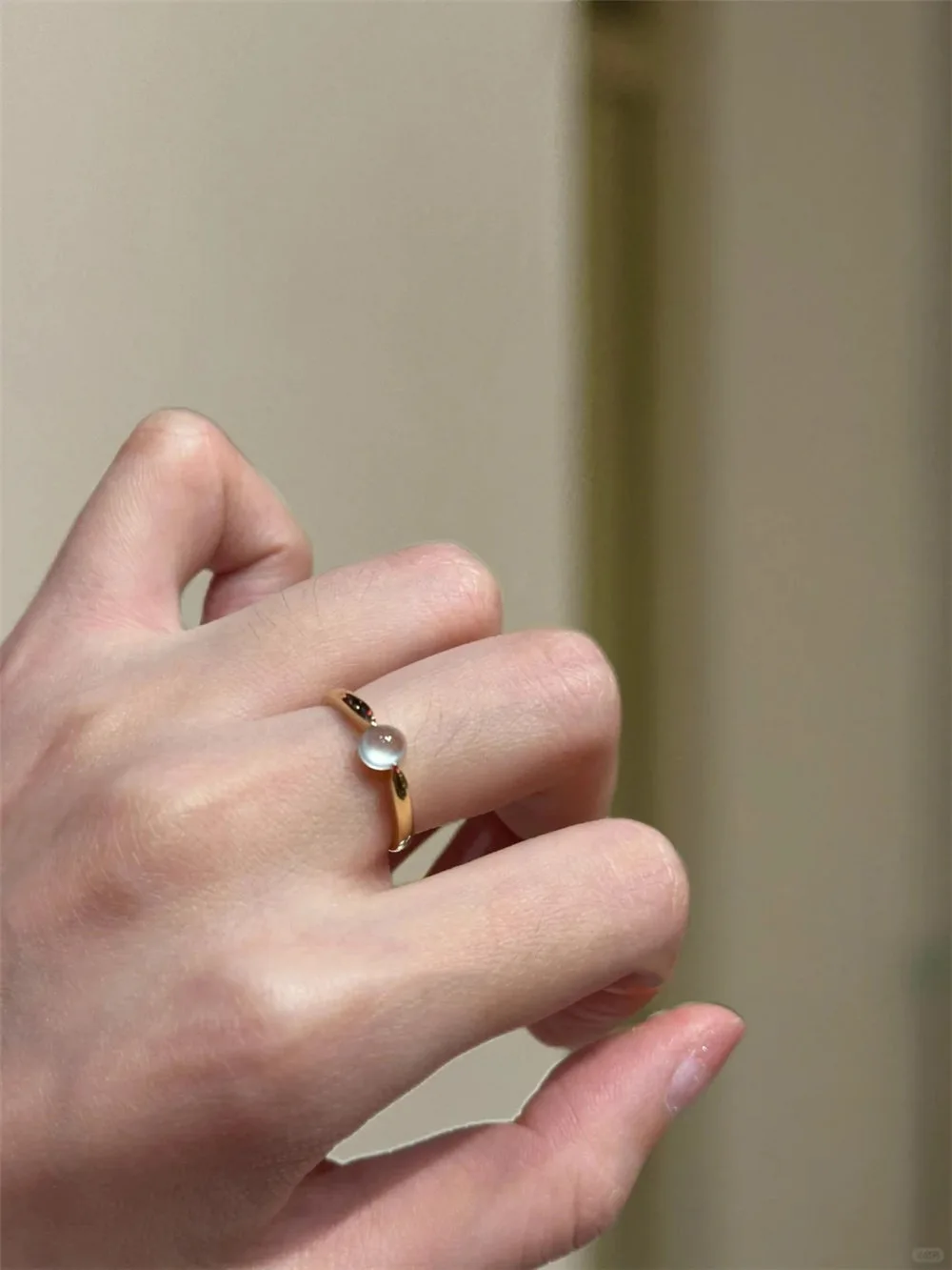 Minimalist Style Faux Natural Clean Jade Ring For Women Fashion Adjustable Finger Accessory Daily Casual Party Wear Female Gift