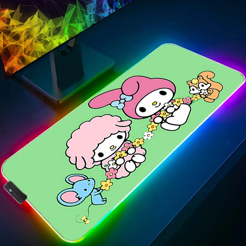 

Коврик для мыши M-my Melody RGB Коврик для мыши для геймеров Большой компьютерный расширенный игровой светодиодный коврик для мыши Настольный коврик Клавиатура Резиновая подсветка Ковер