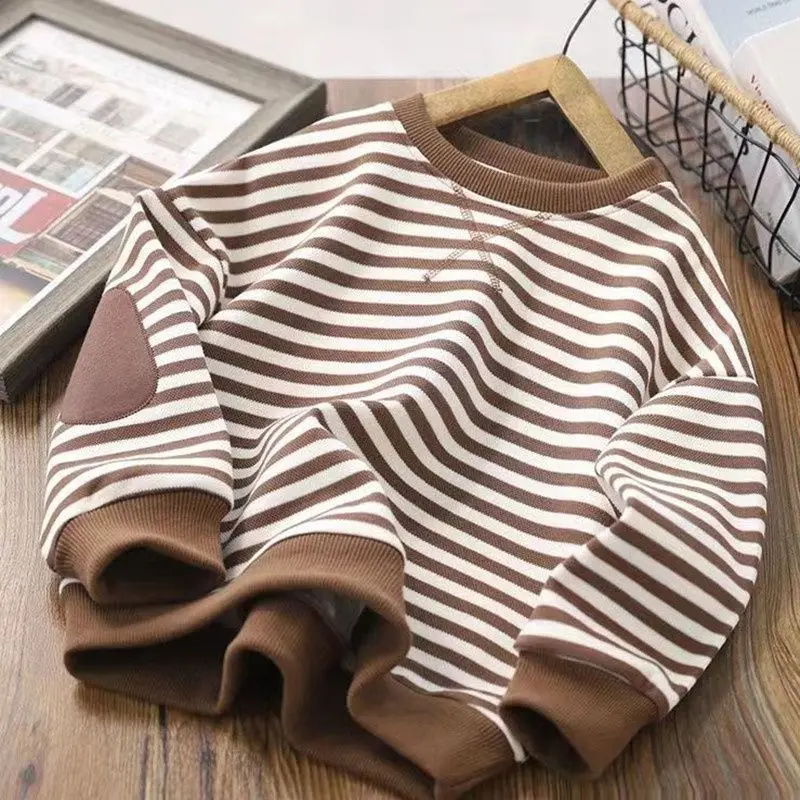 Boys Autumn Winter Long Sleeve T Shirt 2026 New Fleece Sweatshirt Kids Base Layer Top Fashion Streetwear Children Clothing