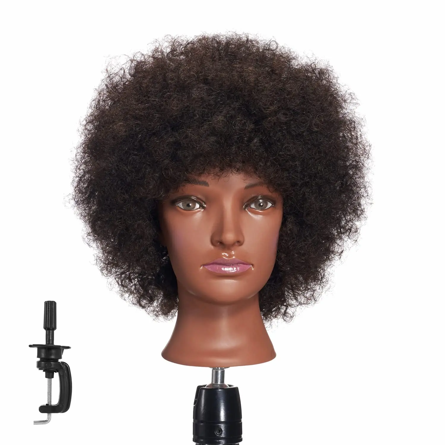 6 Inches 100% Real Hair Mannequin Head Training Head Manikin Cosmetology Doll raining Head Manikin Practice Head Hair Styling Braiding with Clamp Holder