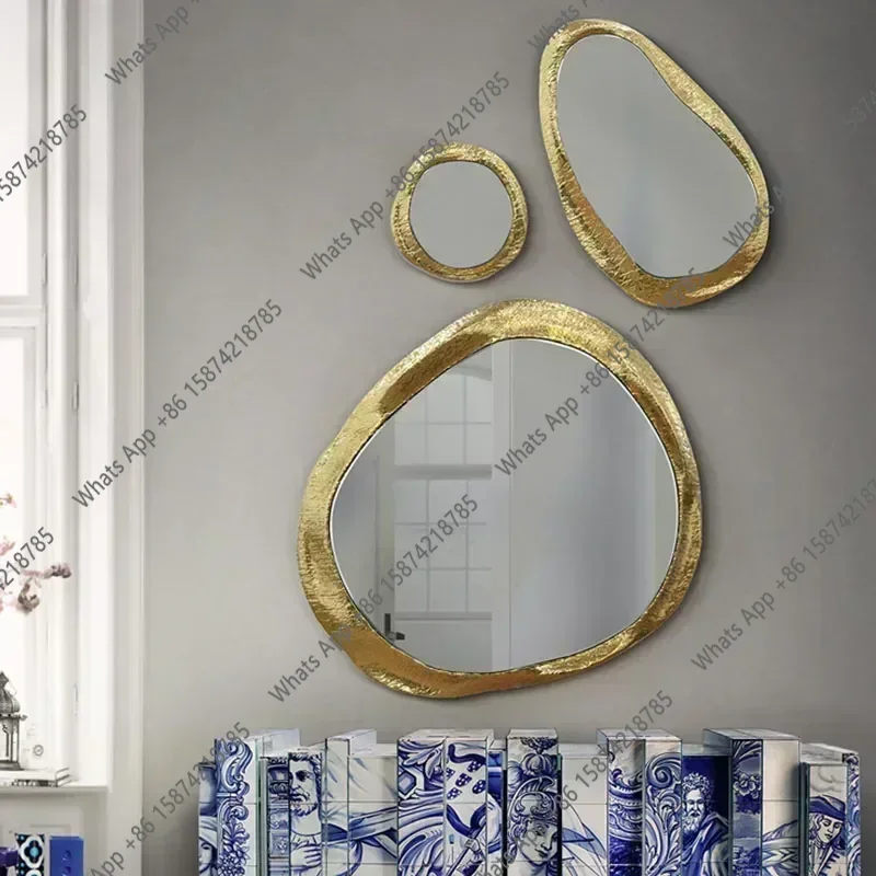 08 Sm Modern Style Mirror Wall Stickers 3d Decorative Irregular Shape Bedroom Decorative Mirror Living Room Golden Lusterko Home