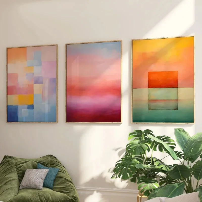 Multiple sizes 3pcs frameless Canvas Painting,3PC Rothko Poster piece high quality abstract Rothko wall art Modern wall decorati
