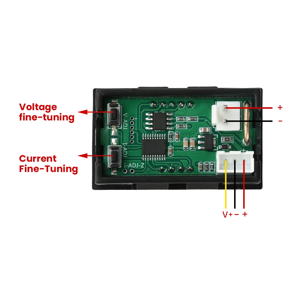 Digitales Spannungs-Strom-Leistungsmessgerät mit Doppel-Display, 0,28 Zoll LED-Monitor, einstellbare Messung für DC 4-30V 10A – Detail 14