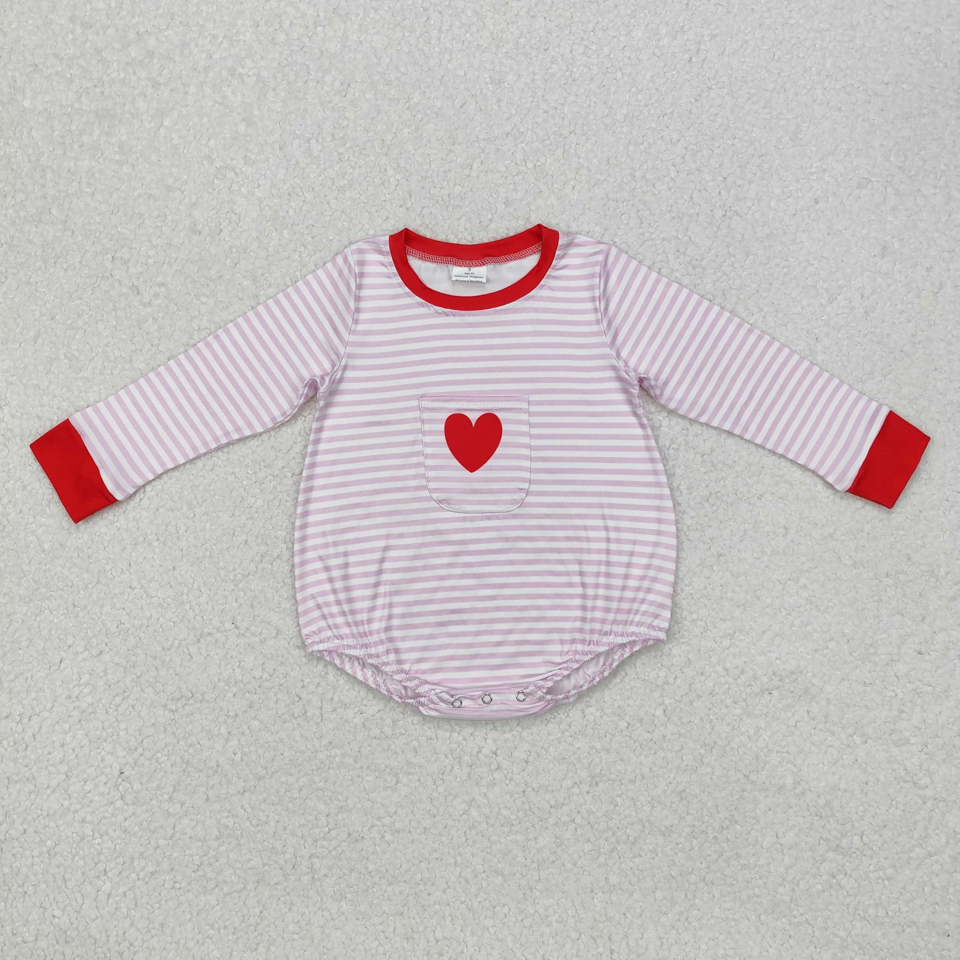 

New rts baby girls valentine's day rompers wholesale boutique love print long sleeve jumpsuit