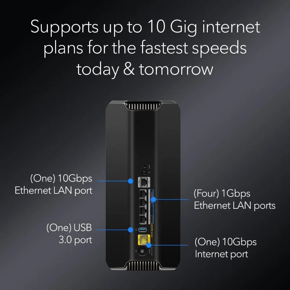 Enrutador WiFi 7 de tres bandas Nighthawk (RS700S): características de seguridad, velocidad inalámbrica BE19000 (hasta 19 Gbps)