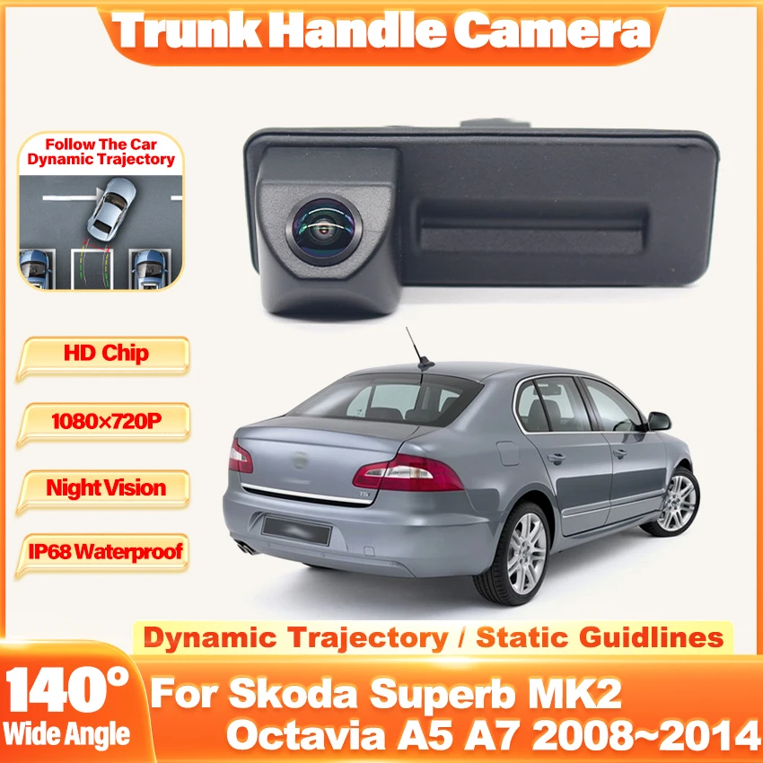 Kamera cofania HD CCD 1080*720 do Skody Superb MK2 Octavia A5 A7 2008~2014 Kamera samochodowa z uchwytem bagażnika Monitor parkowania tyłem
