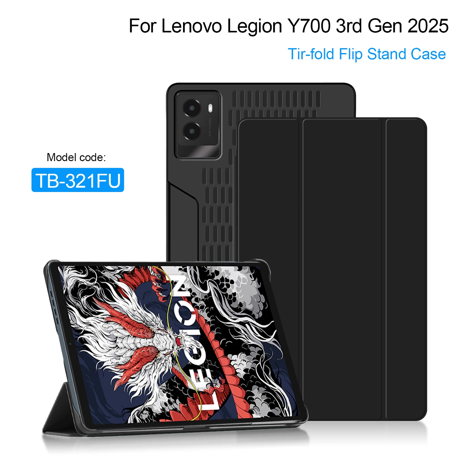 

Чехол для Lenovo LEGION Y700 2025 8,8 дюйма, защитный чехол для Legion Y700 3-го поколения TB-321FU, интеллектуальная крышка-подставка с рассеиванием тепла
