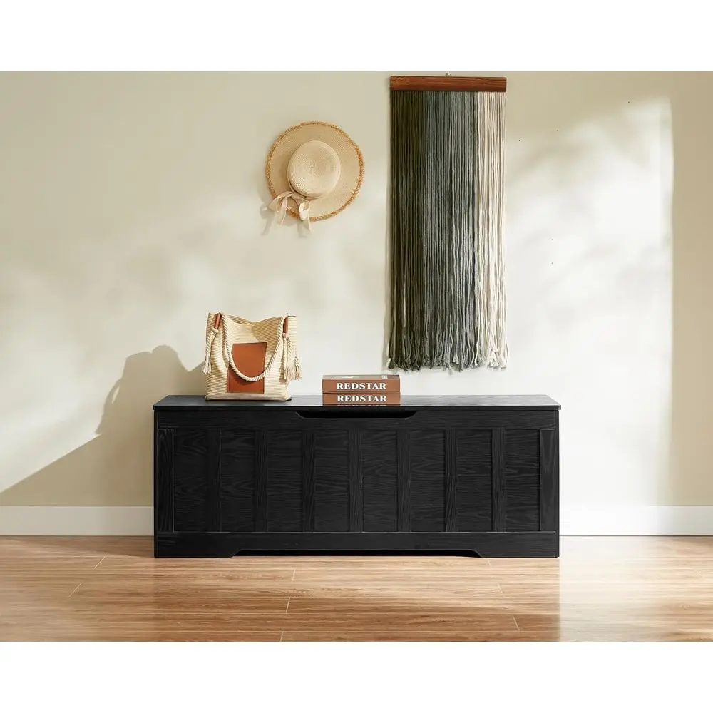 Duża drewniana ławka do przechowywania z miejscem na buty, udźwig 100 kg, łatwy montaż, czarna