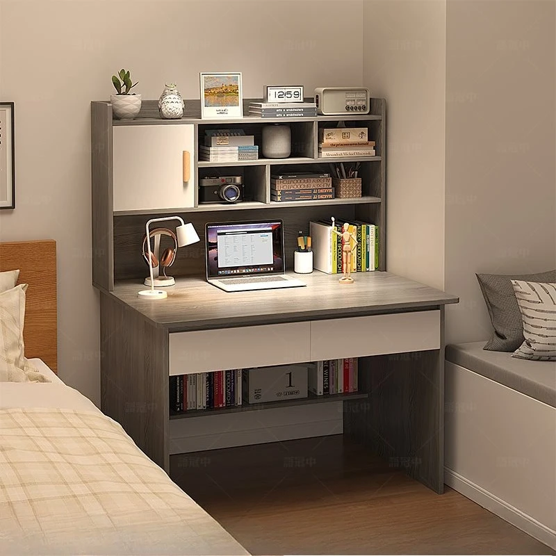 

Solid Wood Desk,Student Home Study Desk,Bedroom Bookshelf,Integrated Desk,Bookshelf Against The Wall,Adult Computer Desks