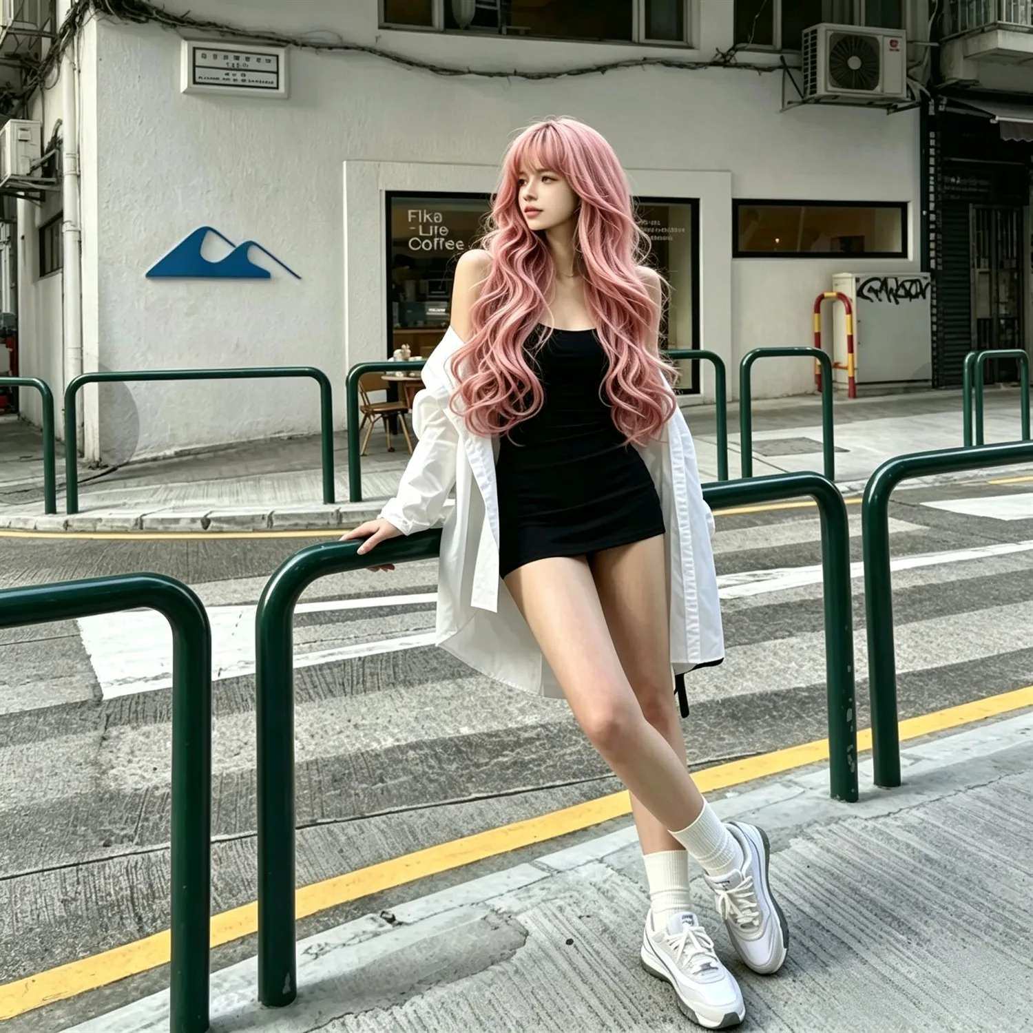 Pink Body Wave Wig 24 Inch Pastel Pink Ombre For Women Heat Resistant Synthetic Wig Cosplay Party
