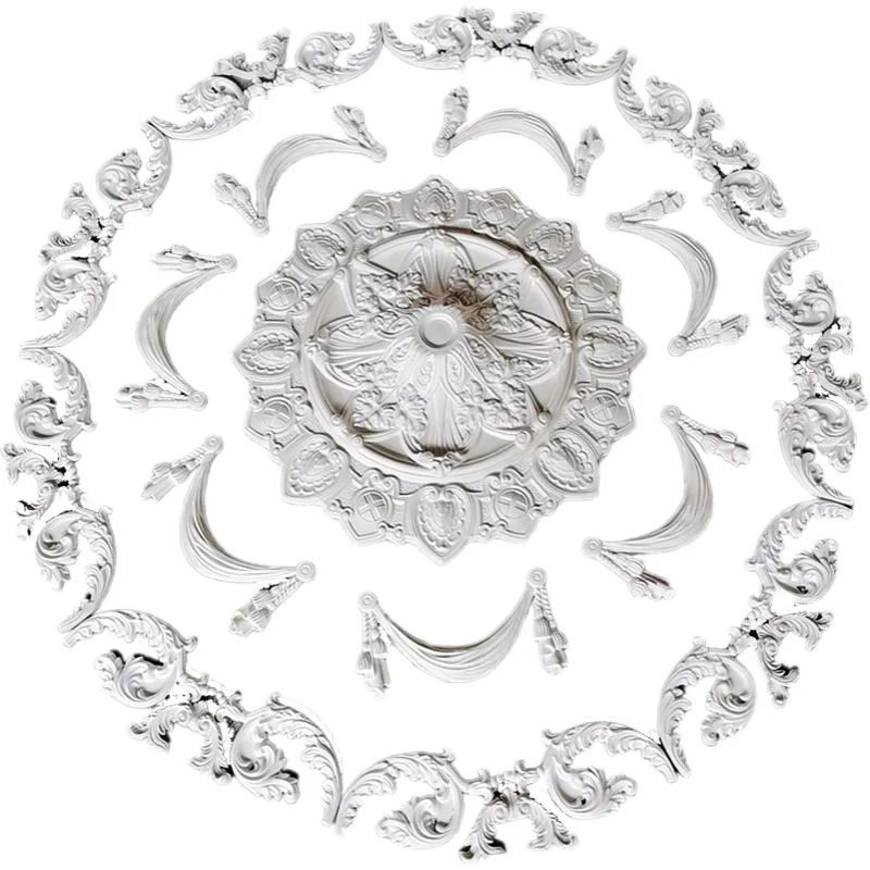 

French lamp plate gypsum imitation PU line lamp pool parquet carved ceiling chandelier base European disc corner flower decorati