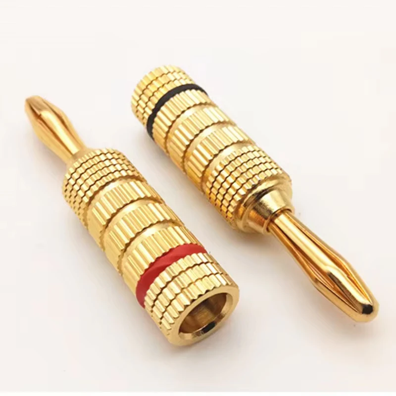 Banana Connector 4mm Speaker Wire Banana Plugs 24K Gold Plated Copper Banana Jack Amplifier Connector HiFi Audio Cable Adapter