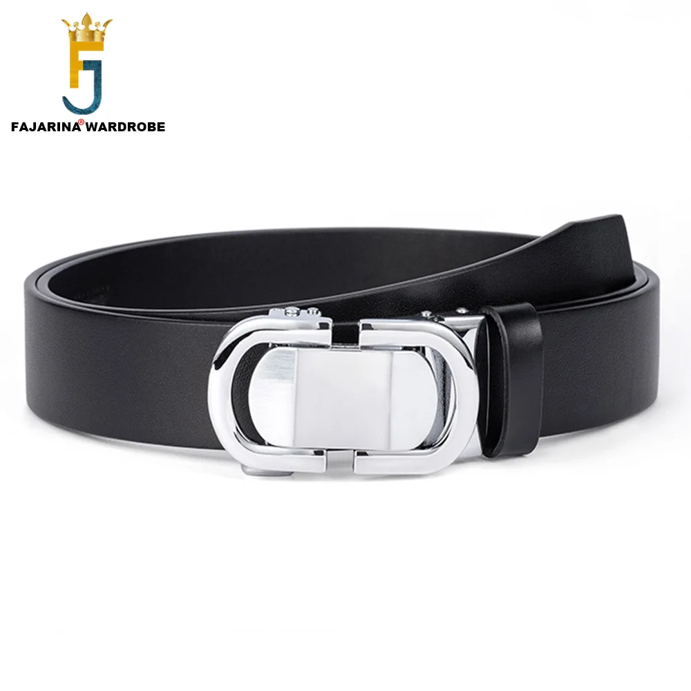 

FAJARINA Top Grade Quality Solid Cowskin Leather Automatic Buckle Belt 3.5cm Wide