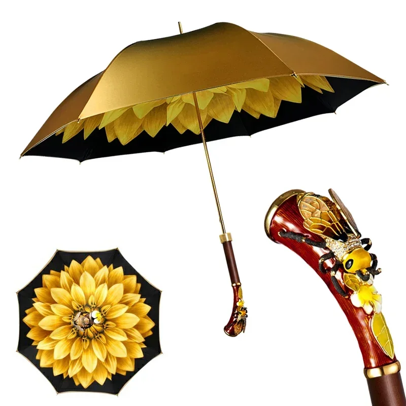 Bijia Bee Umbrella Double Layer Flower Crystal British Sun Bee Clear Umbrella Sun  Goddess Long Handle