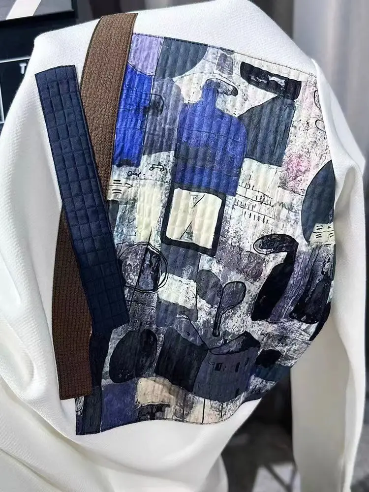 트렌디한 패치 프린트 라운드넥 루즈핏 캐주얼 남성 풀오버