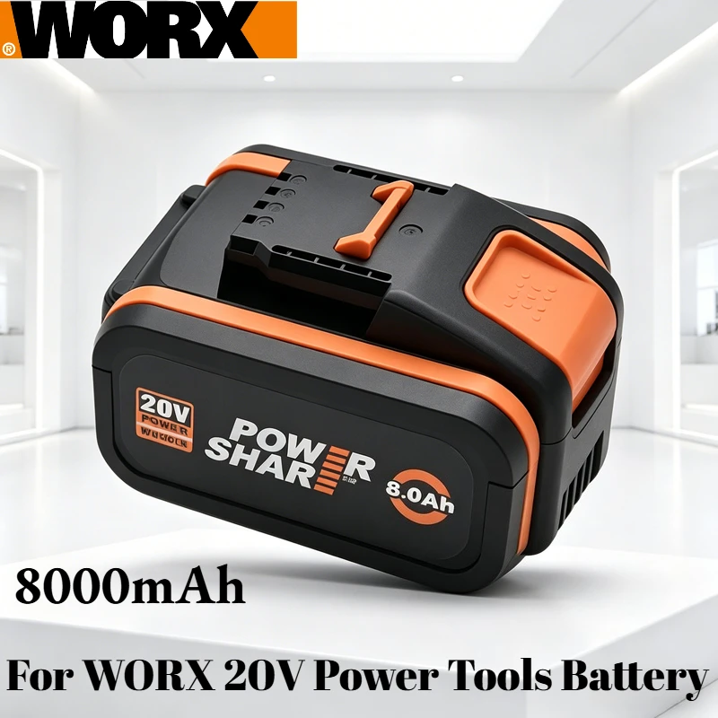 WORX Original 20V PowerShare 8.0Ah High Stability Rechargeable Lithium Battery WA3572, for WU388 Electric Saw Impact Wrench Tool