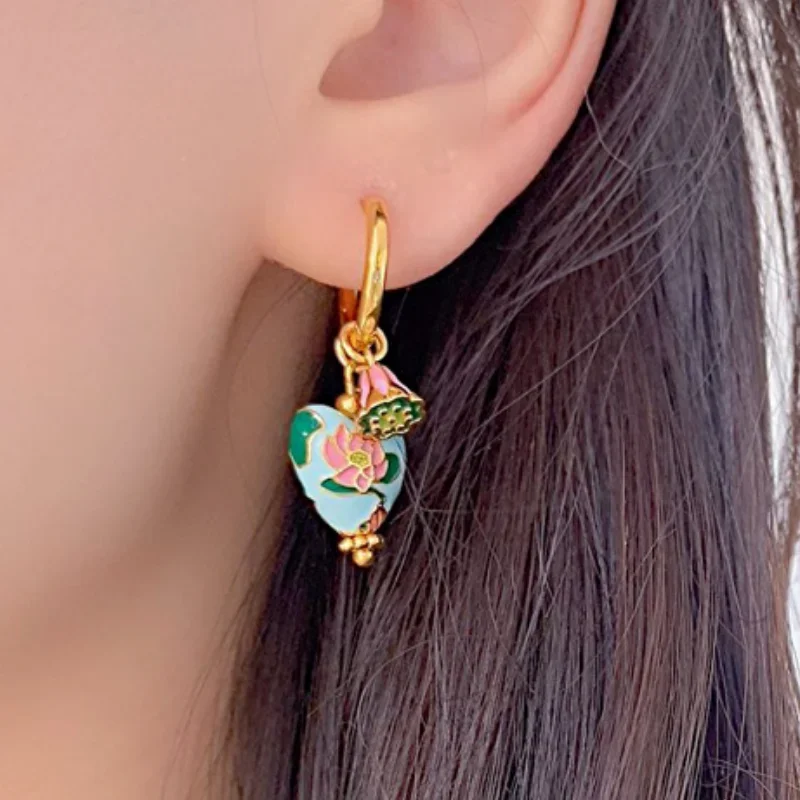 Fashion Jewelry Vintage Temperament Blue Heart Drop Earrings For Women Female Gifts Delicate Design Ear Accessories Hot Selling