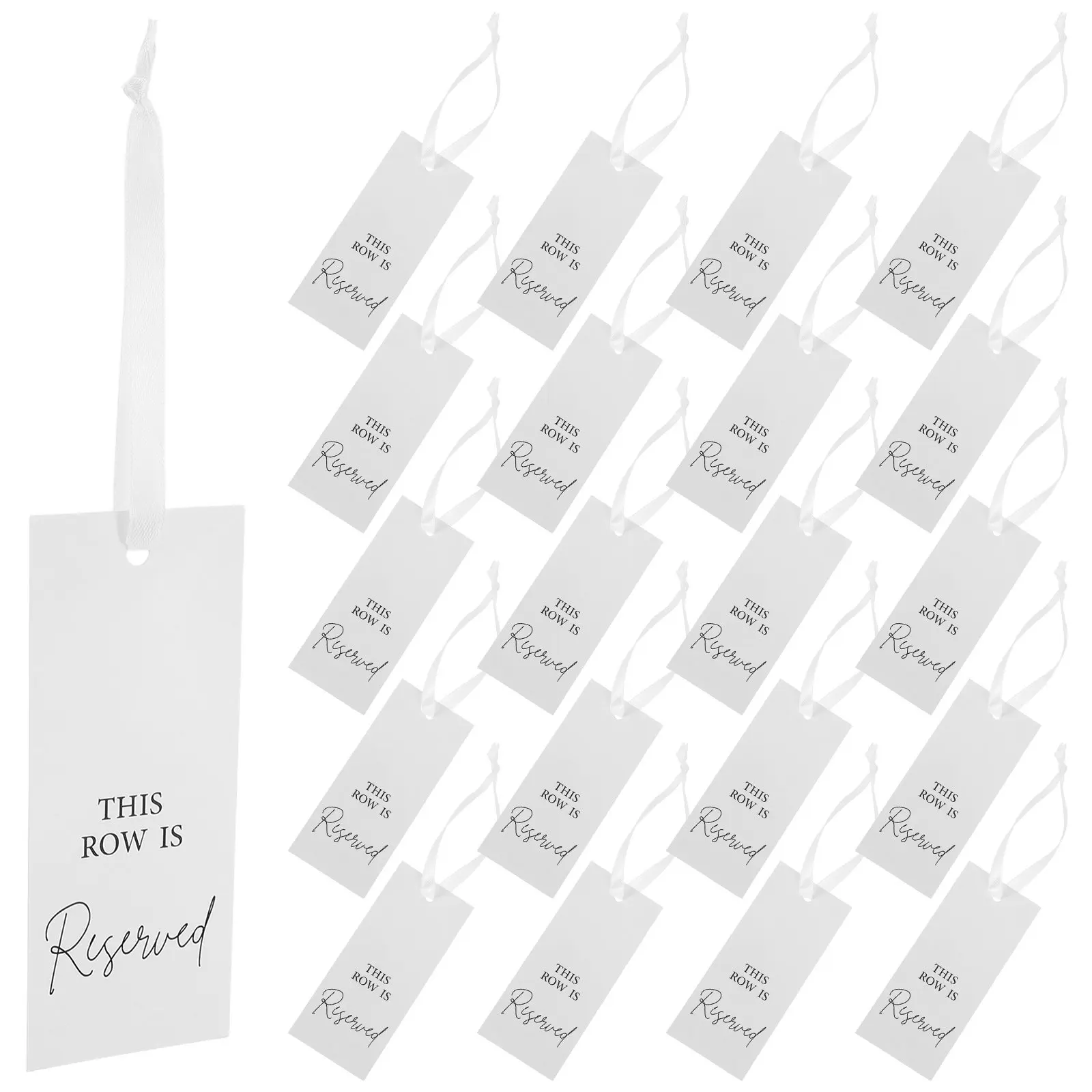 Reserved Chair Signs 24 Sets Elegant Paper Seating Tags with Ribbon for Wedding Aisle Church Ceremony