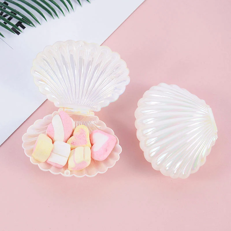5pcs Colorful Shell Shaped Candy Gift Box Small Gift Jewelry Storage Boxes Mermaid Theme Birthday Party Decoration Baby Shower