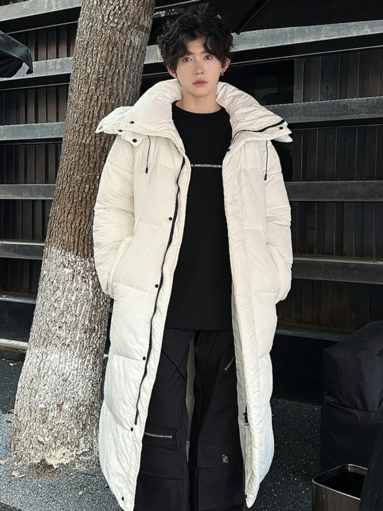 

Knee-Length Thiened Winter Cotton Jaet for Men Outdoor Heavy-Du Cold-Resistant Coat Youth Faion Casual Hooded Zipper ...