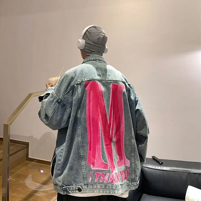 

Мужская джинсовая куртка больших размеров, осенняя модная куртка в стиле ретро в американском стиле, тяжелая вес 300-мешочек, модная куртка для пар