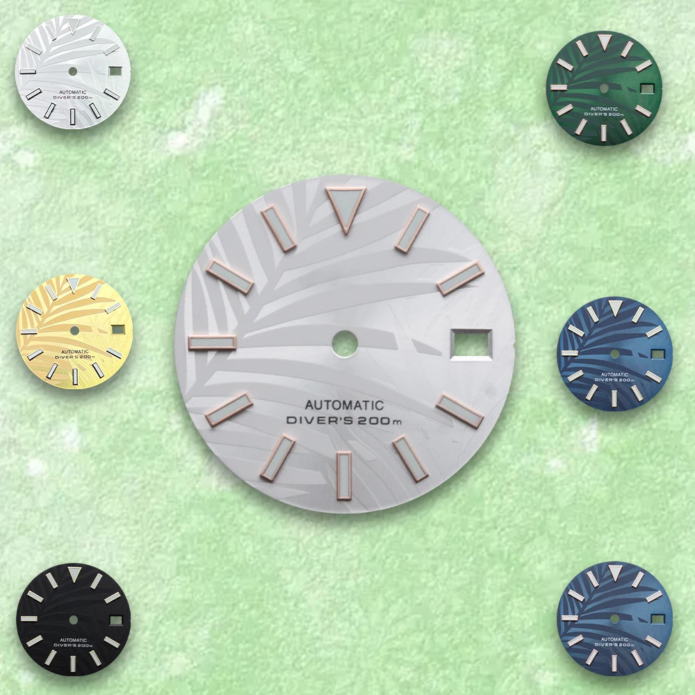 

Leaf patterns 007/009 28.5mm S Logo Dial Suitable For NH35/NH36/4R/7S Japanese Movement Green Luminous Watch