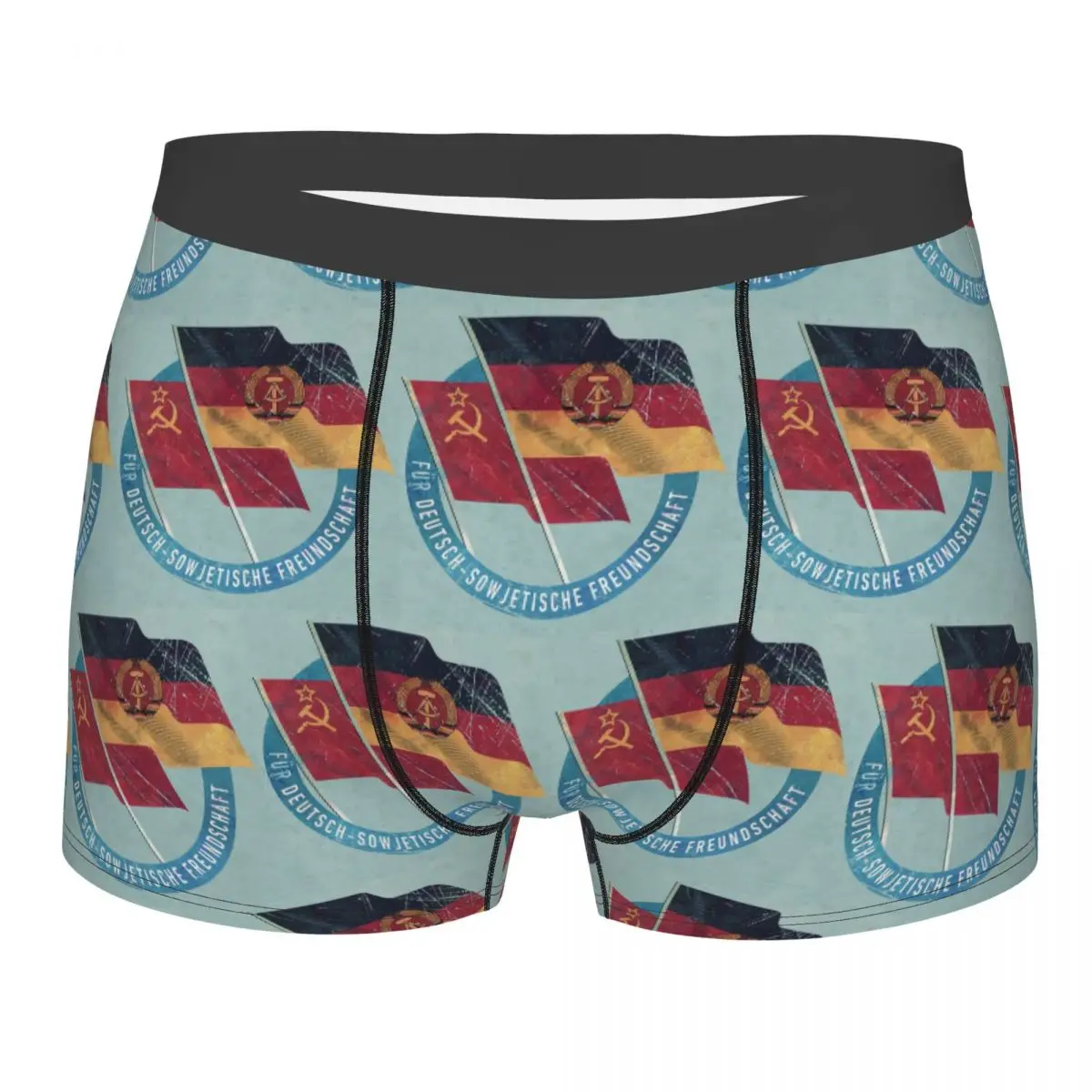 Boxer Underpants Shorts German DDR CCCP Friendship Badge Panties Male Soft Underwear for Homme Man Boyfriend Gift