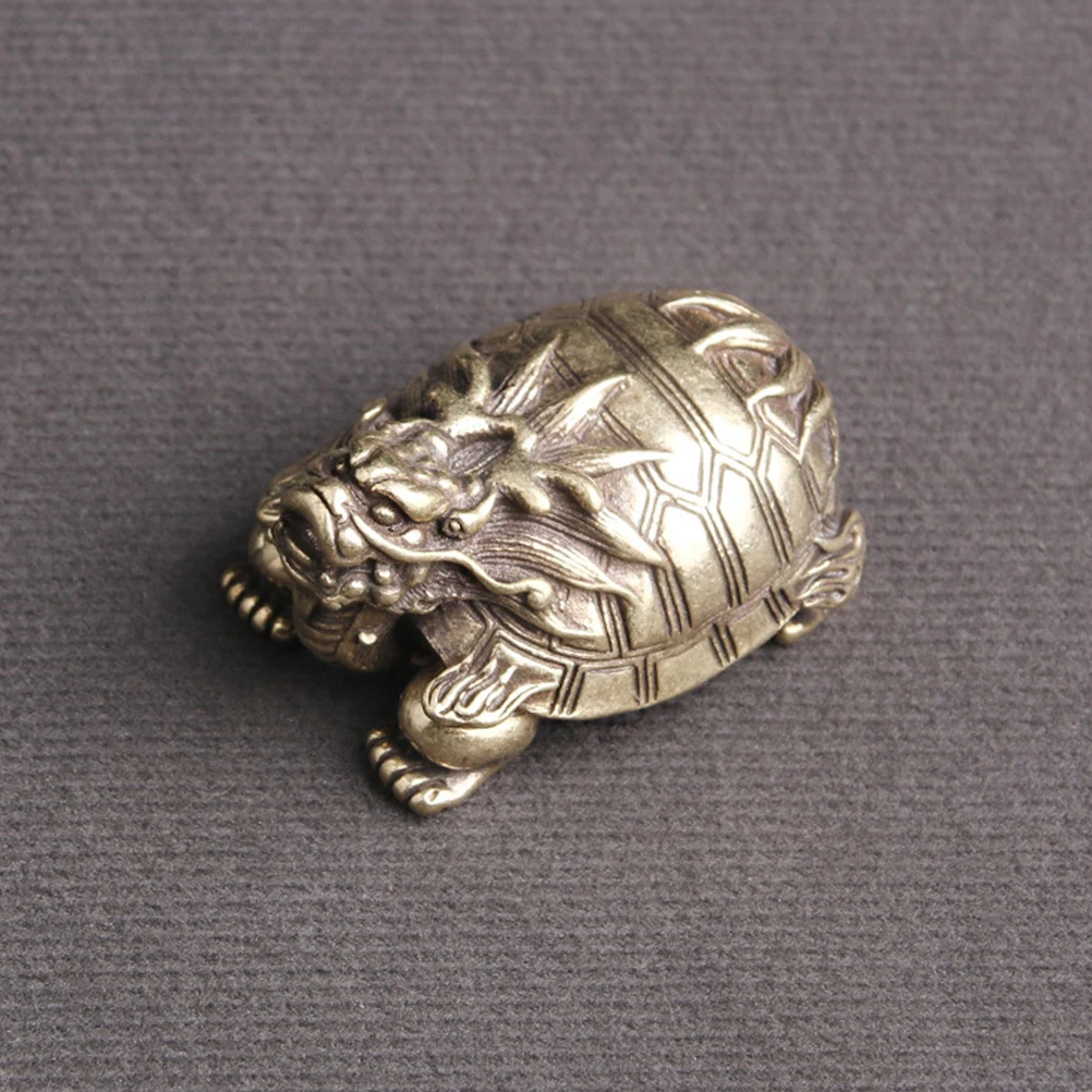 

2 Pcs Tea Pet Ornament Dragon Tortoise Supply Decoration Household Accessory Brass Ornaments