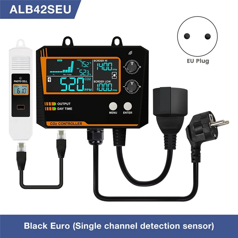 

Carbon Dioxide Controller Single Channel Split Probe CO2 Monitor CO2 Pressure Reducer Valve For Greenhouse EU Plug A-[A49T]
