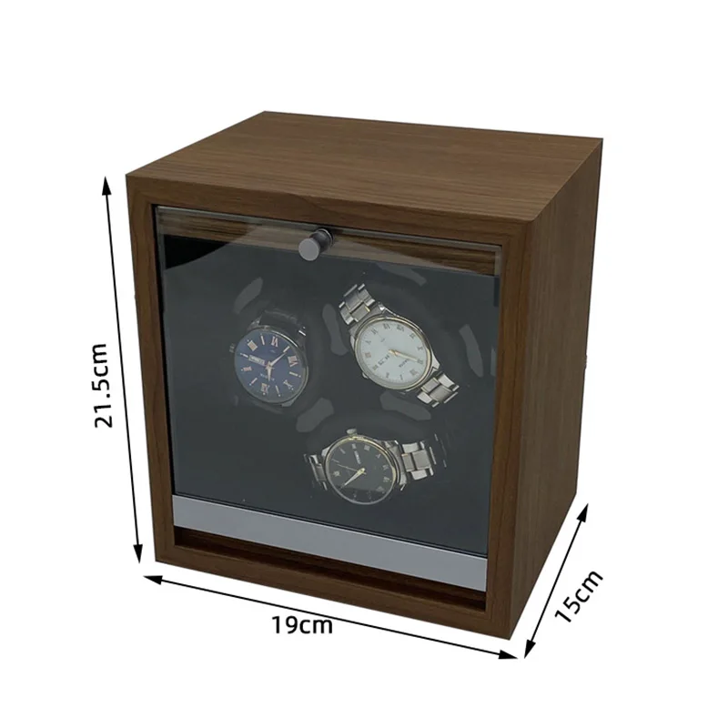 Watch Winder 3 Slots for Automatic Watches Box Storage Dustproof Mechanical Watch Case  LED Ambient Light Walnut Wood Safe Mada