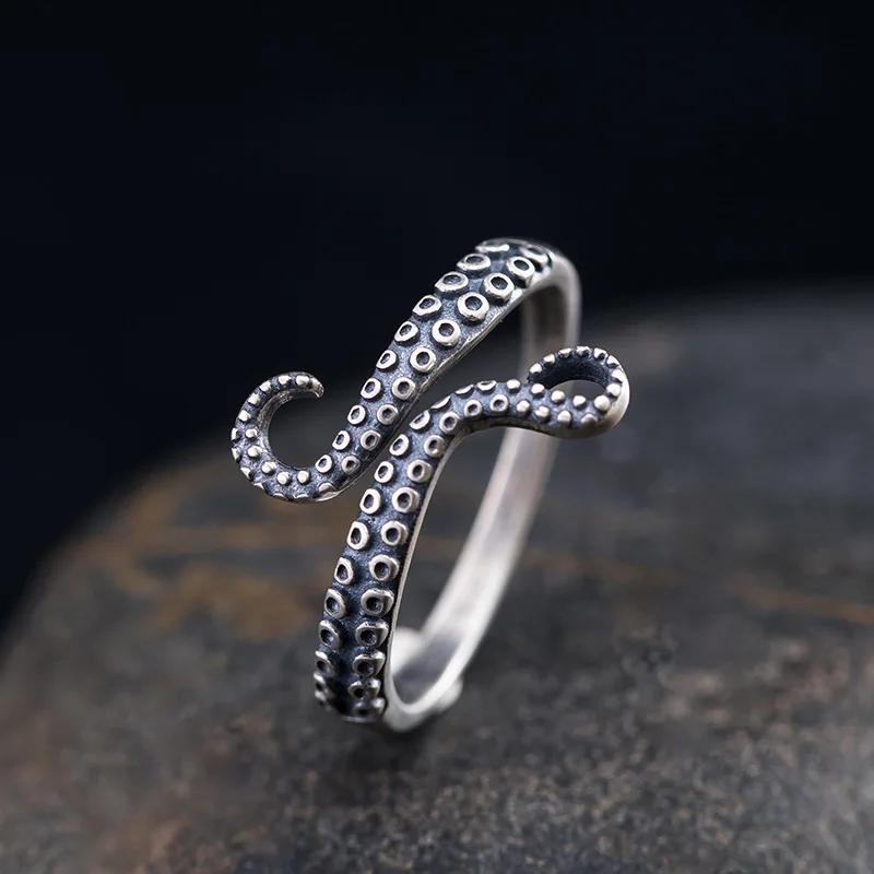 New Arrival Personality Octopus 925 Sterling Silver Creative Octopus Tentacle Temperament Animal Opening Rings  TYB196