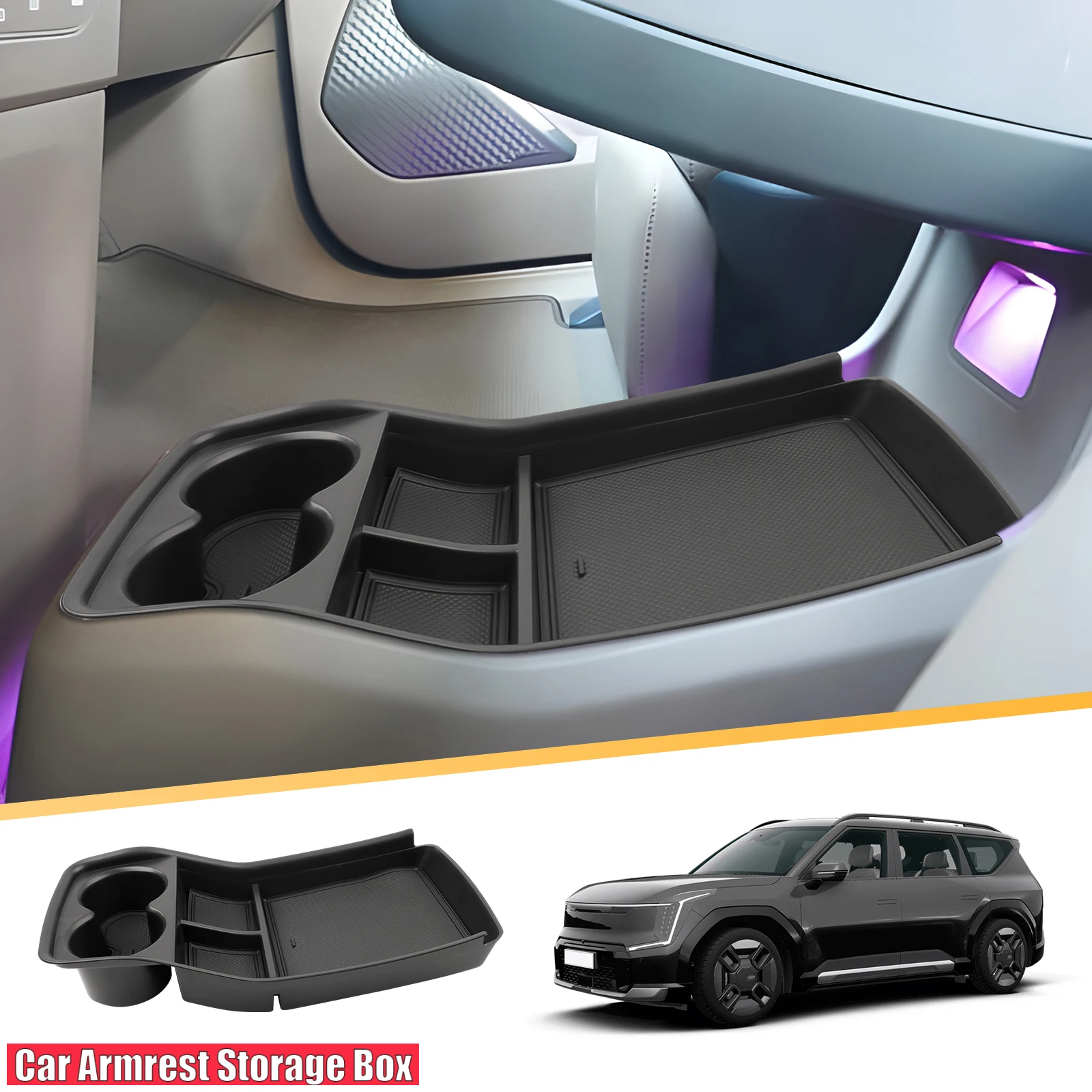 

Car Central Storage Box for Kia EV9 2023 2024 Non-slip Rubber Armrest Storage Box Auto Interior Kia EV9 Accessories 2024