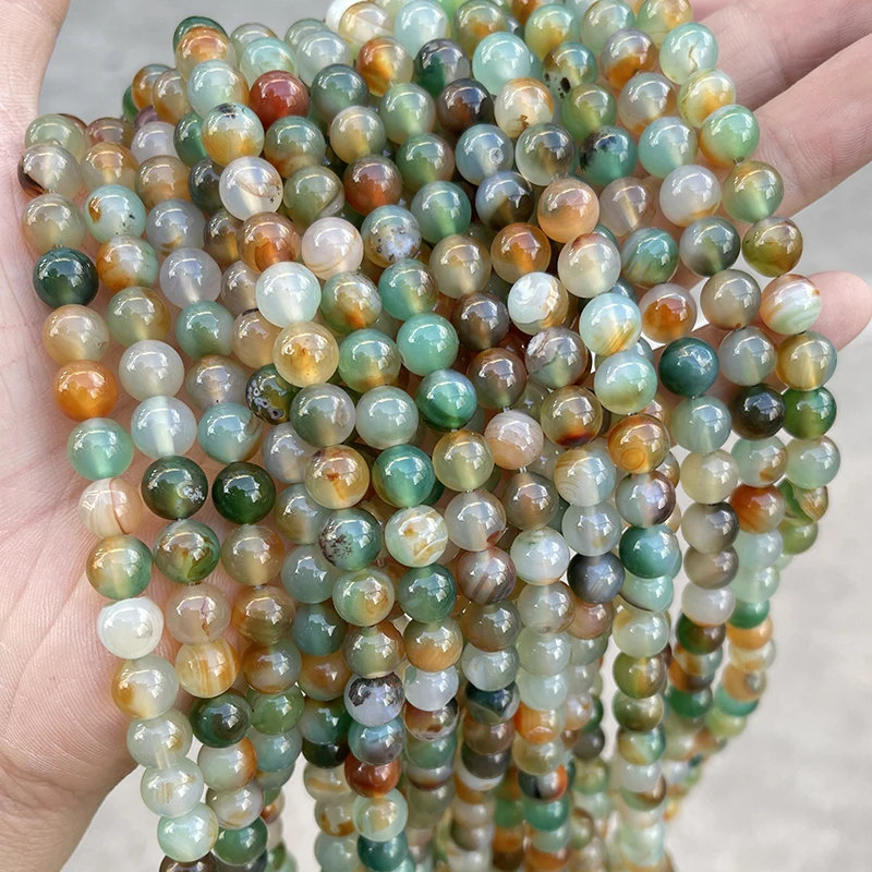 Wholesale Natural Stone Dyed Color Peacock Agate Beads Round Loose Spacer For Jewelry Making Diy Necklace Bracelet Accessory