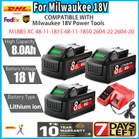 For Milwaukee M18 Battery 8000mAh 18V Rechargeable Battery For Milwaukee Tool M18B5 XC 48-11-2402 48-11-2411 2604-22