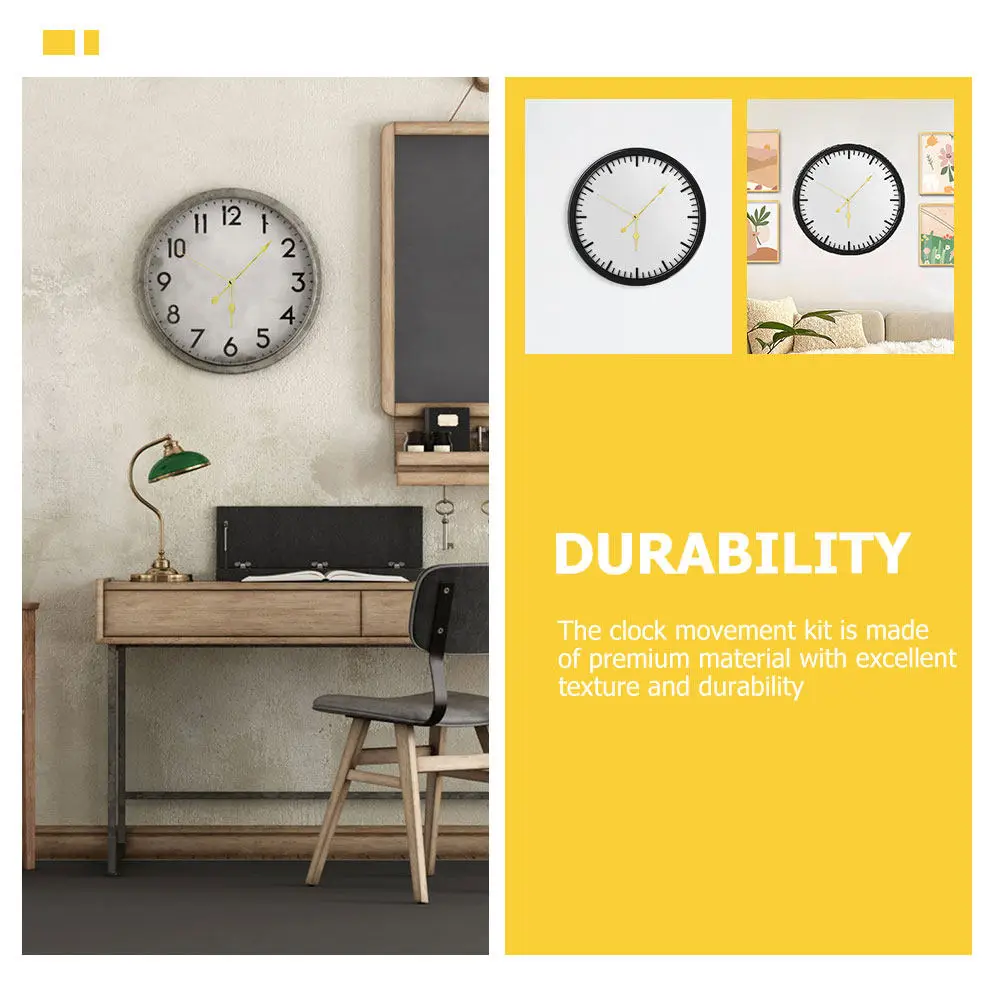 2Sets Clock Mechanism Replacement Kit Silent Quartz Movement Excellent Texture Durability for DIY Wall Clock Repair Projects