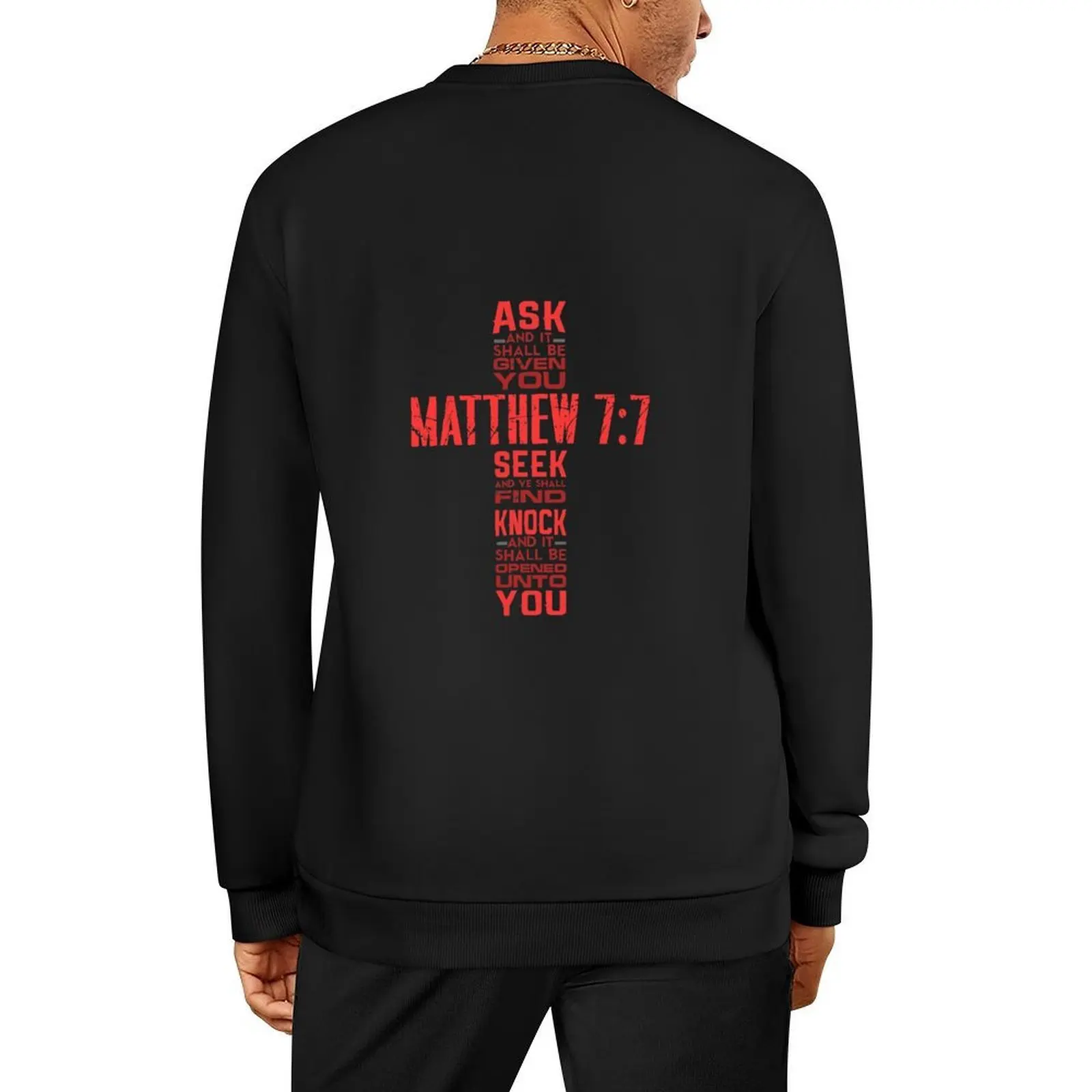 

Matthew 77 Bible Verse Biblical Pullover mens clothes korean clothes tracksuits men wear sweatshirt for men