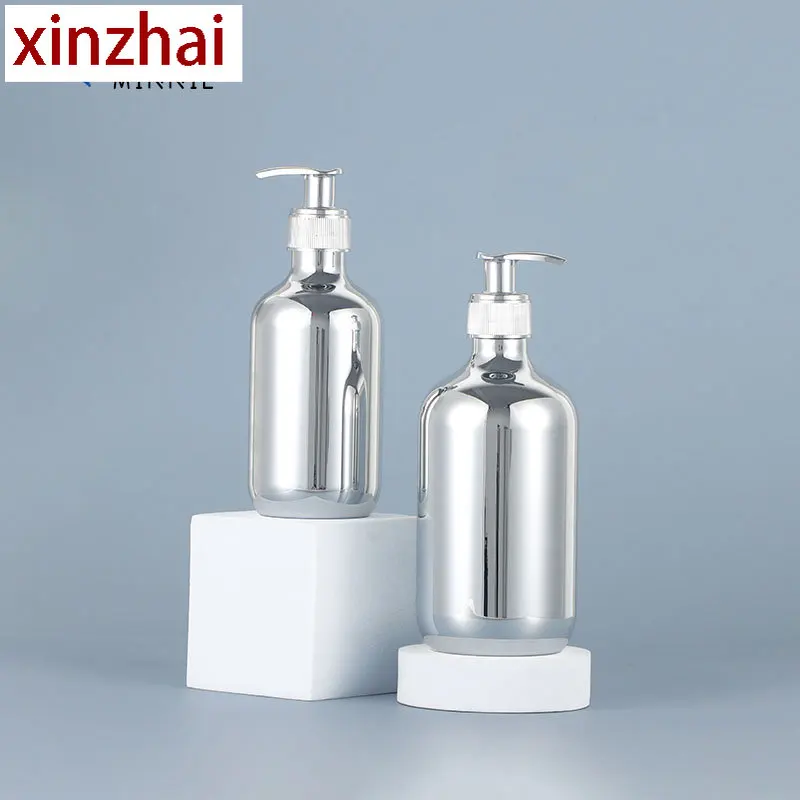 300Ml 500ml Electroplating Process Gold Silver Rose Gold Shampoo Bottle Body Wash Separate Bottle PET soap dispenser