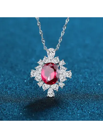 Luxo sólido platina PT950 feminino rubi verde amarelo diamante pingente colar
