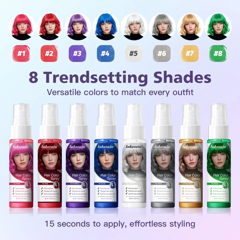 Lakerain Temporary Hair Color Spray Disposable Shiny Color Spray Styling Spray for Quick Color Change And Vibrant Hair