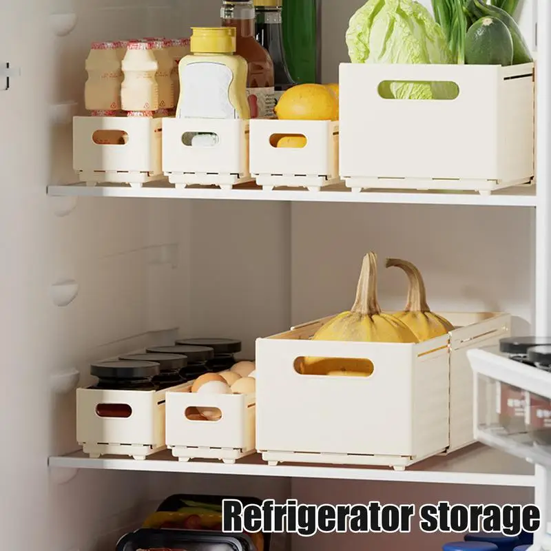 กล่องเก็บของปรับความยาวได้ลิ้นชักจัดระเบียบแบบพับเก็บได้ตู้เก็บของวางซ้อนกันได้กล่องที่เก็บเครื่องครัว