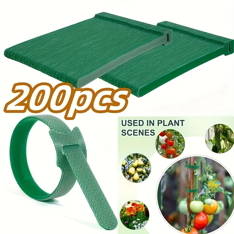 200Pcs Adjustable Nylon Plant Ties with Hook and Loop Fasteners Reusable Self-adhesive Velcro Ties Home Cables Organizer Tools