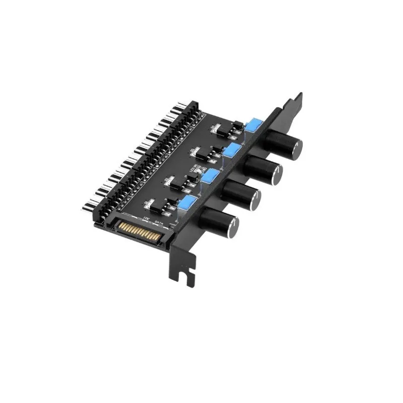 3PIN 4PIN Fan Speed Controller Chassis Bracket PCI‑Slot Fan Control Switch for Computer Case Cooling Fan
