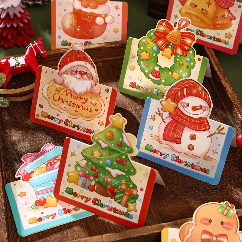 30 Stück Retro Cartoon Weihnachtskarten 3D Stereo Grußkarten Handschriftliche Heiligabendkarten Urlaub Dekor Karten Festival Geschenke