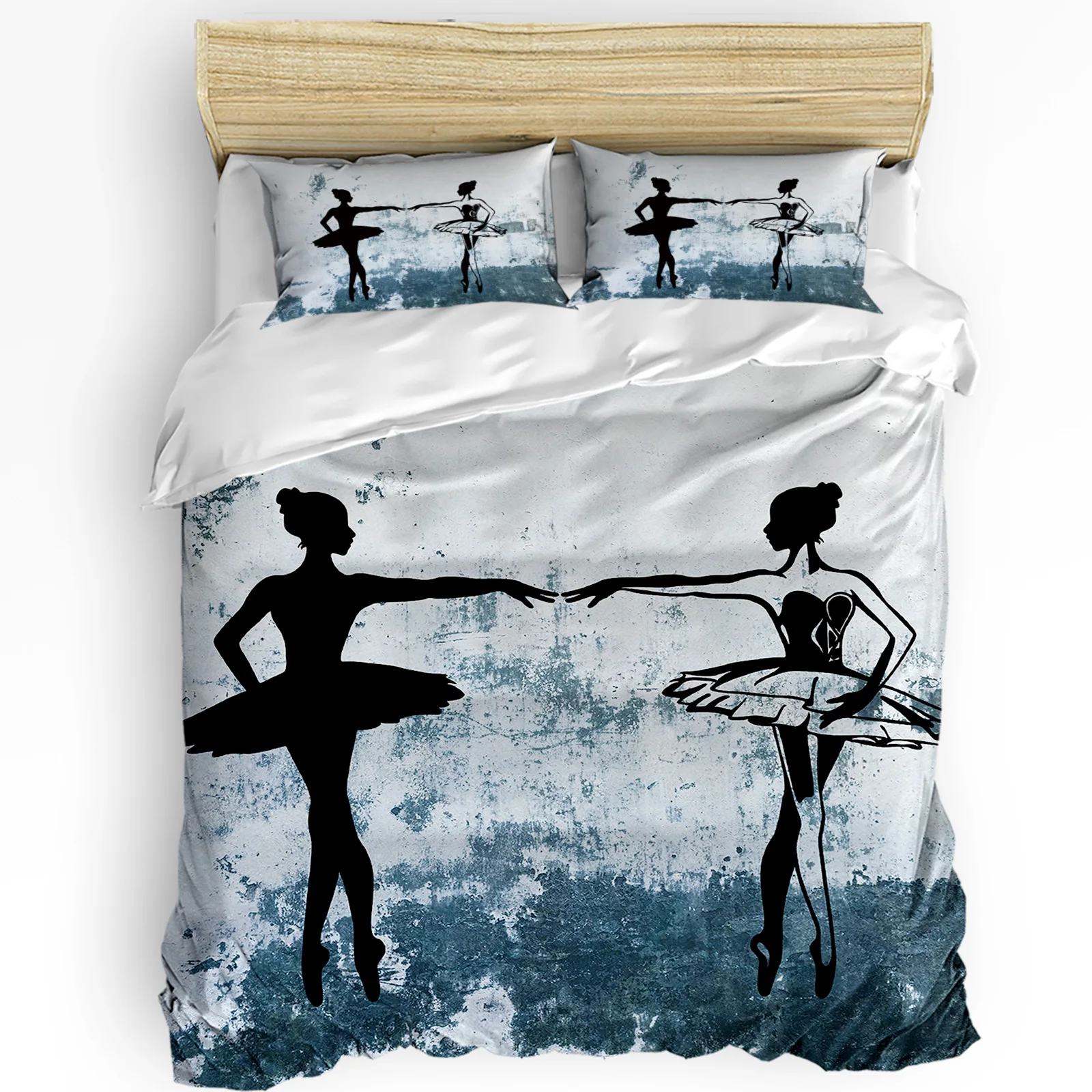 

Girl Ballet Dancer Wall Duvet Cover with Pillow Case Custom 3pcs Bedding Set Quilt Cover Double Bed Home Textile