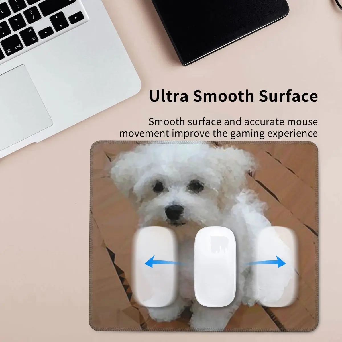 Maltese Puppy Low Poly Geometric Triangles Mouse Pad Computer Keyboard Mouse Mat Gaming Laptop Desk Mat Office Table Mats