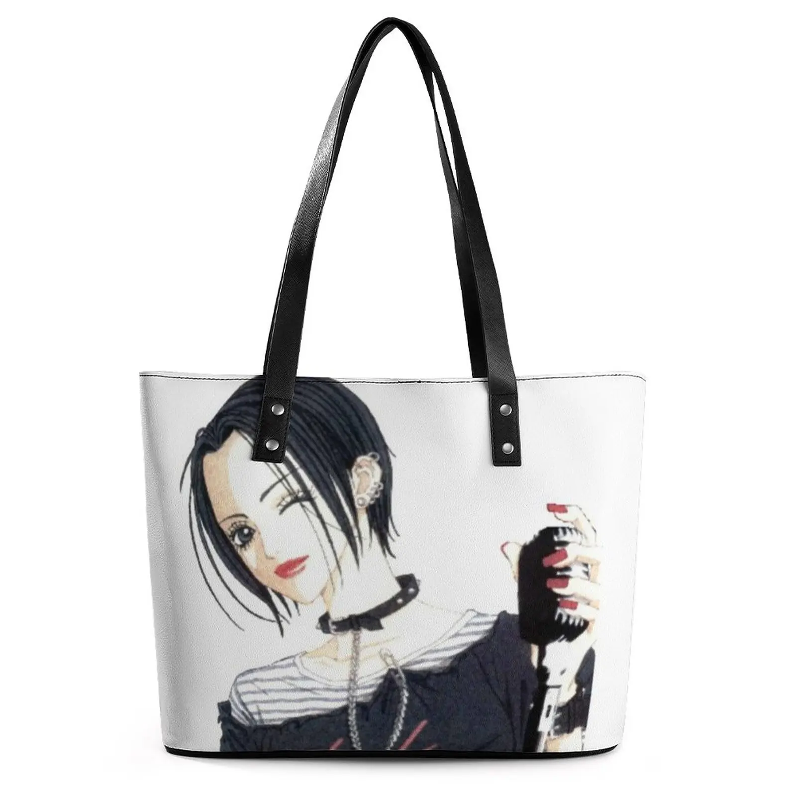 

Nana Osaki Handbags Black Stones Stylish Shoulder Bag Work PU Leather Tote Bag Women Handle Print Shopper Bags