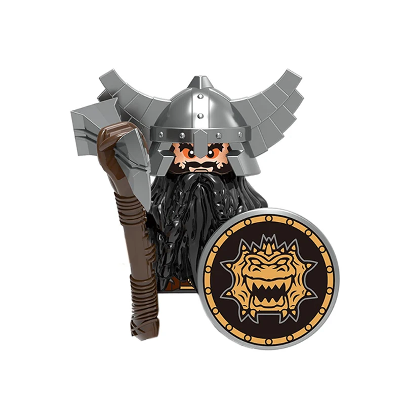 1pcs MOC Medieval Orcs Dwarf Cannibal Soldiers Viking Figures Knights Accessories Knives Swords Weapon Kids Toys Gifts