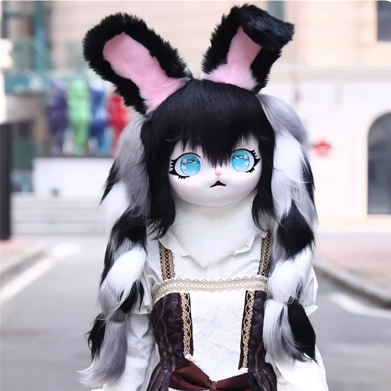 Dernières fourrure Kig Fursuit Kigurumi casque fourrure Cosplay patte tête Base Comiket Animal chat lapin poupée bête masque Cosplay accessoire enfant